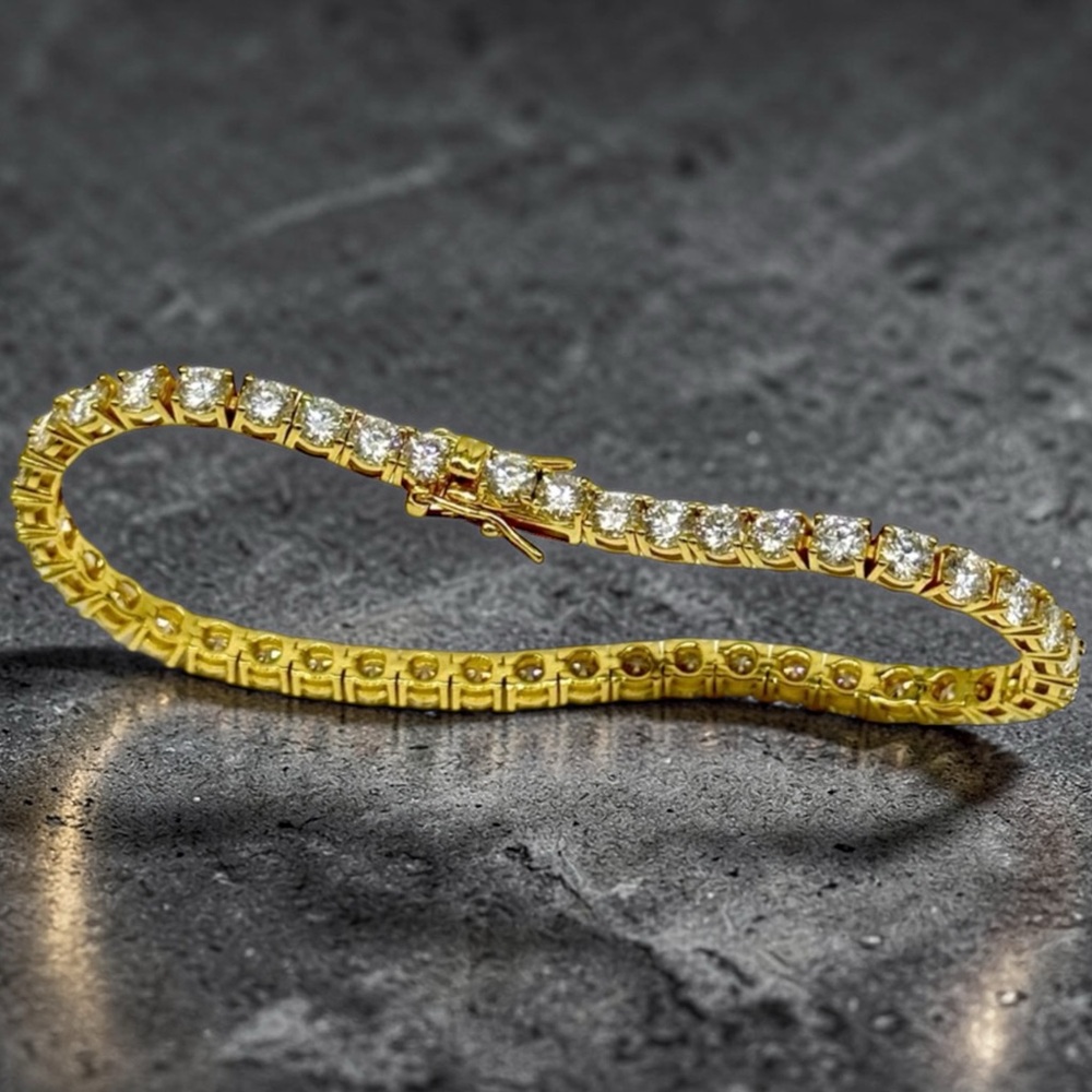 18K Gold Plated, 14.40CTW Moissanite Tennis Bracelet